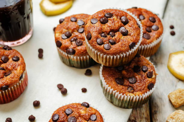 istock Chocolate chips banana muffins with coffee 1038382104