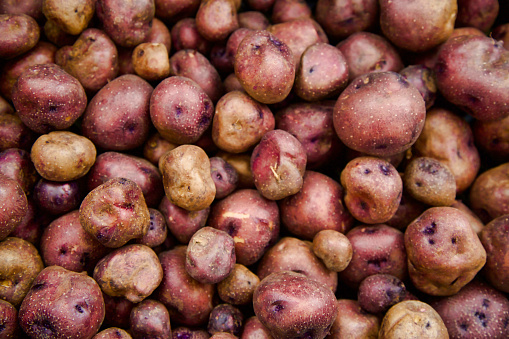 full frame purple potatoes at the farmer's market
