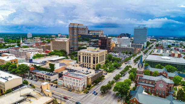 コロンビア、サウスカロライナ州 sc のダウンタウンのスカイライン空中 - south carolina 写真 ストックフォトと画像