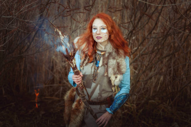 istock Pagan woman is a sorcerer. 1038448400