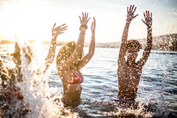 istock Splashing in the shallow sea 1038473634