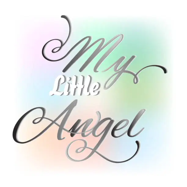 Vector illustration of My little angel calligraphy words on colorful background