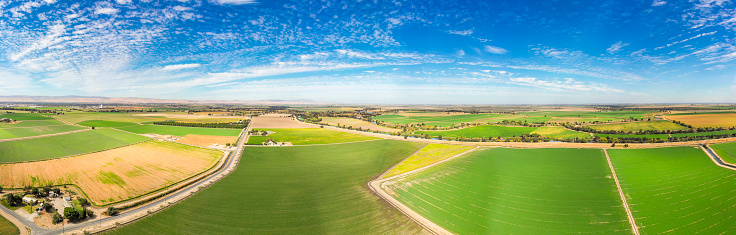 Aerial view of farmland in the heartland of California.