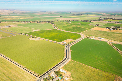 Aerial view of farmland in the heartland of California.