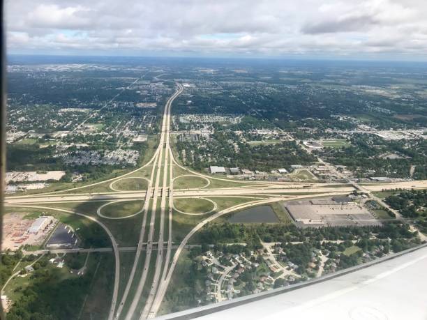 istock Detroit cloverleaf highway from the sky 1038539448