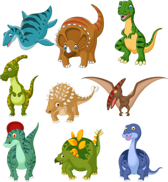 ilustrações de stock, clip art, desenhos animados e ícones de cartoon dinosaurs collection set - anquilossauro