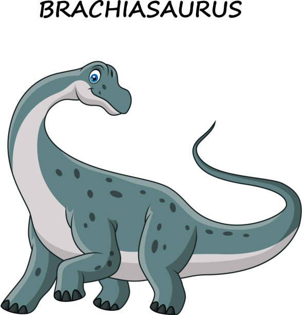 мультфильм brachiasaurus изолированы на белом фоне - dinosaur animal cartoon blue stock illustrations