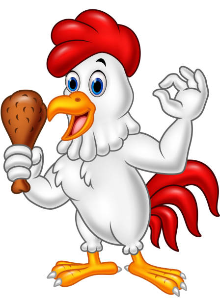 Cartoon Rooster Holding Fried Chicken And Giving Ok Sign Stock Illustration  - Download Image Now - iStock