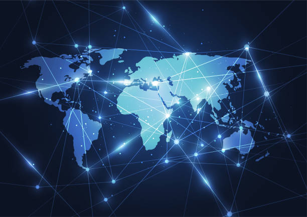 istock Global network connection. World map point and line composition concept of global business. Vector Illustration 1038563054