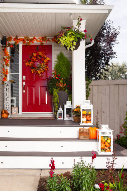 Autumn front porch Front door fall decorations front porch stock pictures, royalty-free photos & images