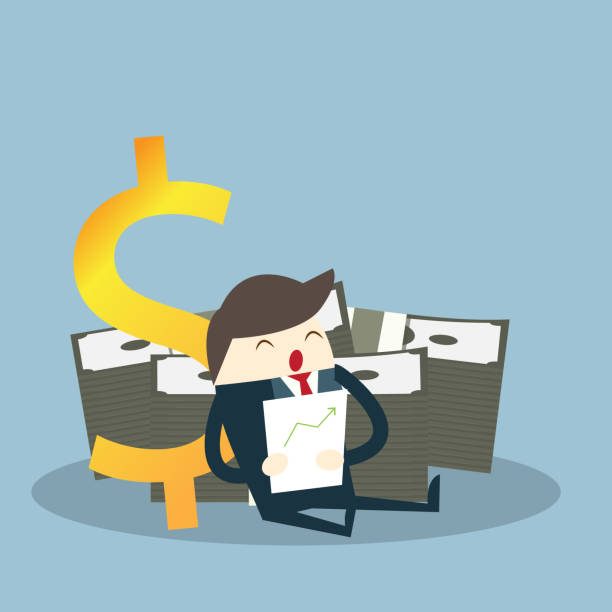 istock Happy young business man sleep near Big pile 1038570030