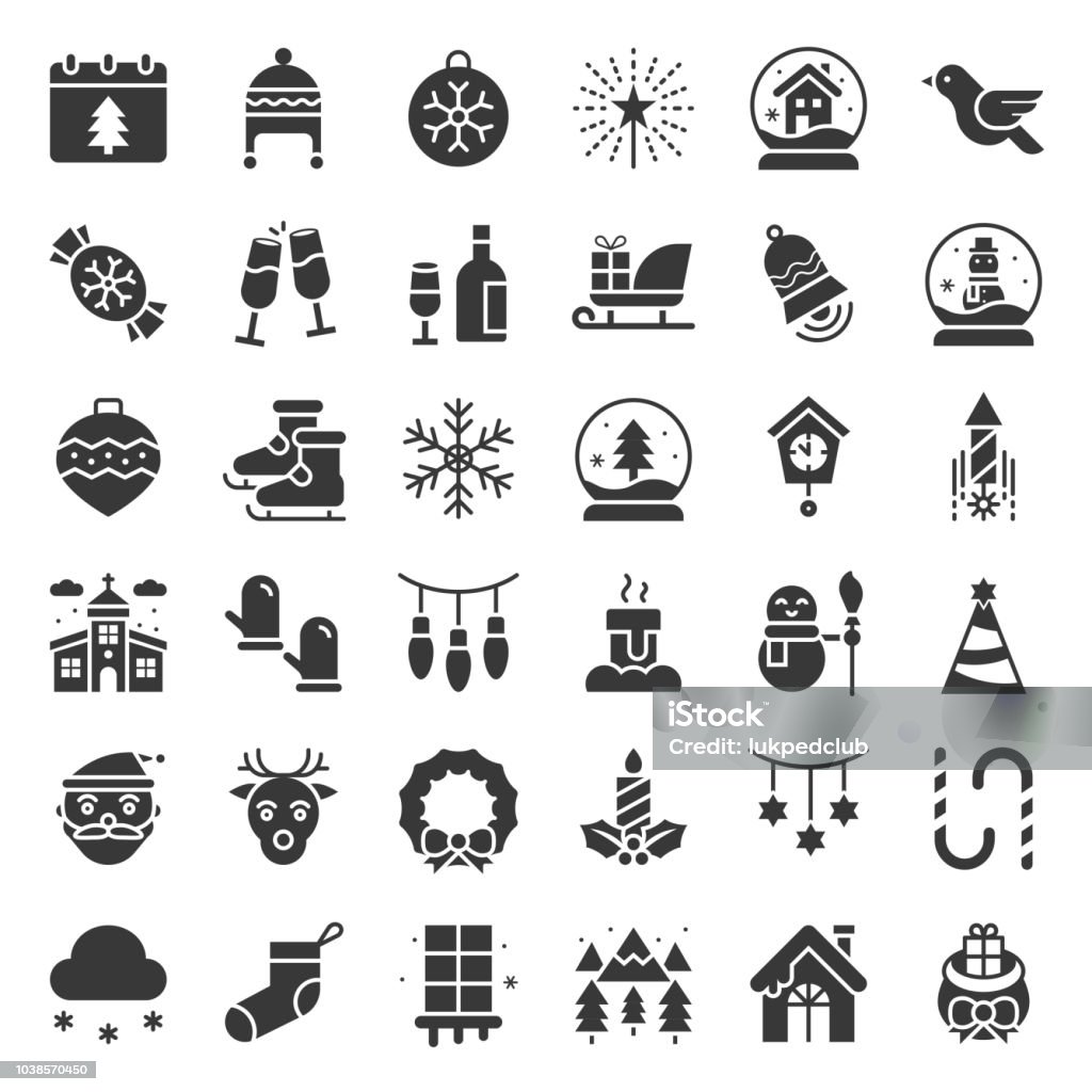 Merry Christmas icon set glyph design Icon Symbol stock vector