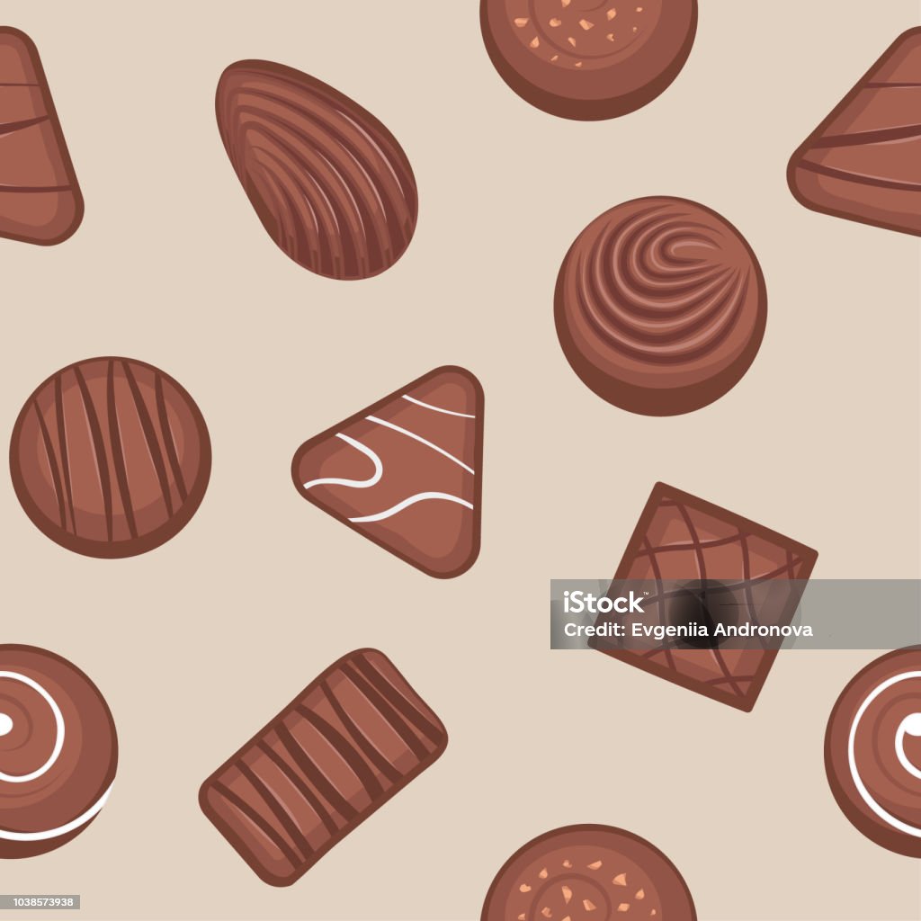 Seamless Pattern With Chocolate Candies Chocolate Candy Vector Stock
