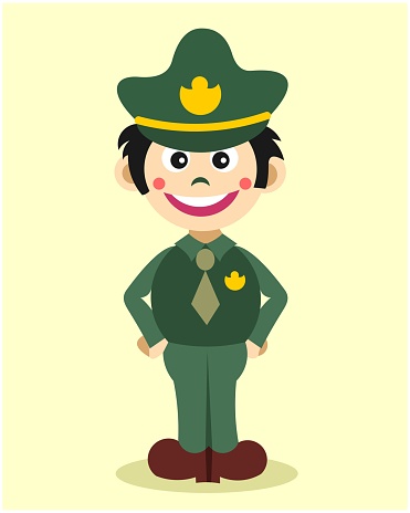 Ilustración de Lindo Y Adorable Chico Usar Verde Policía O El Ejército  Uniforme Personaje De Dibujos Animados y más Vectores Libres de Derechos de  Adulto - iStock
