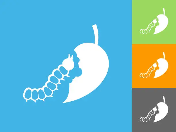 Vector illustration of Caterpillar Flat Icon on Blue Background