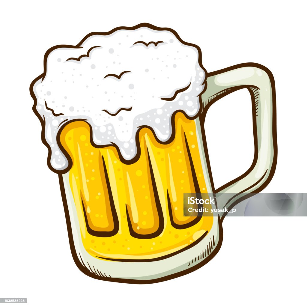 Mano dibujada vaso de cerveza - arte vectorial de Cerveza libre de derechos
