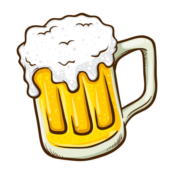 Hand Drawn Glass of Beer Vector illustration of a hand drawing beer mug with froth beer stock illustrations