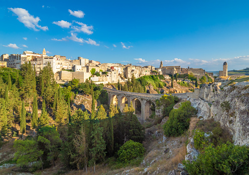 The suggestive old city in stone like Matera, in province of Bari, Apulia region. Here a view of the historic center.