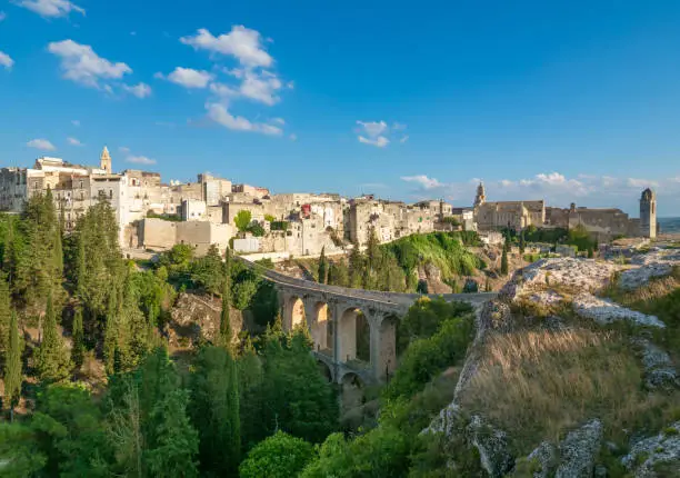 The suggestive old city in stone like Matera, in province of Bari, Apulia region. Here a view of the historic center.