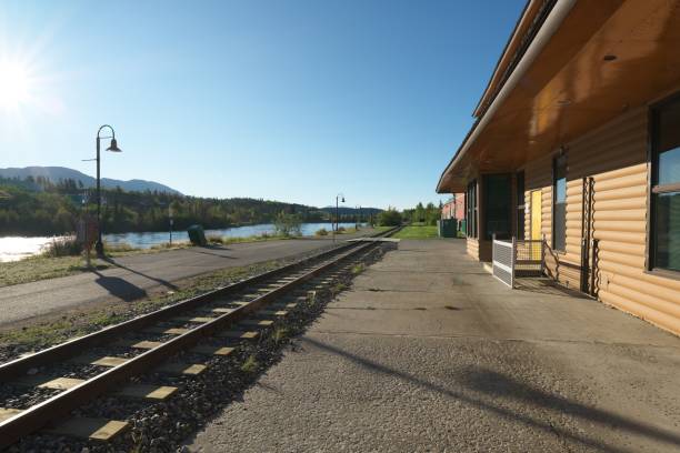 istock Waterfront trolley rail track in Whitehorse 1038617614