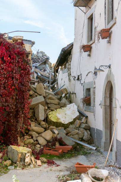 City destroyed by an earthquake City destroyed by an earthquake in Italy amatrice stock pictures, royalty-free photos & images