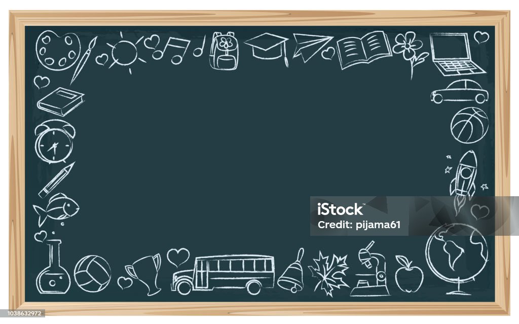 Chalkboard School Symbols Vector Chalkboard School Symbols Chalkboard - Visual Aid stock vector