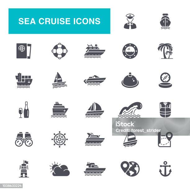 Sea Cruise Icons Stock Illustration - Download Image Now - Icon Symbol, Nautical Vessel, Sea