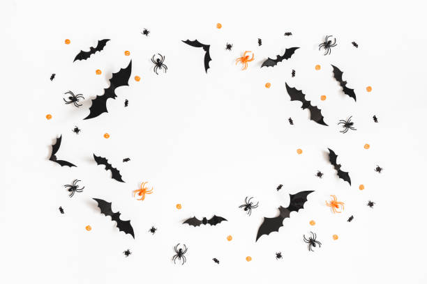 istock Halloween decorations on white background. Halloween concept. Flat lay, top view, copy space 1038633266