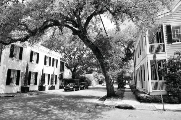 istock Homes, Savannah, Georgia. Black And White. 1038646658