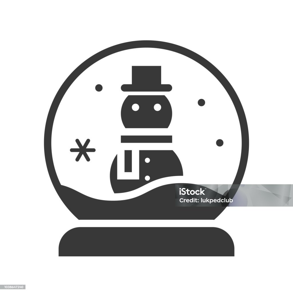 Snowman in snow globe, Merry Christmas filled icon set Illustration stock vector