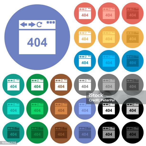 Browser 404 Page Not Found Round Flat Multi Colored Icons Stock Illustration - Download Image Now