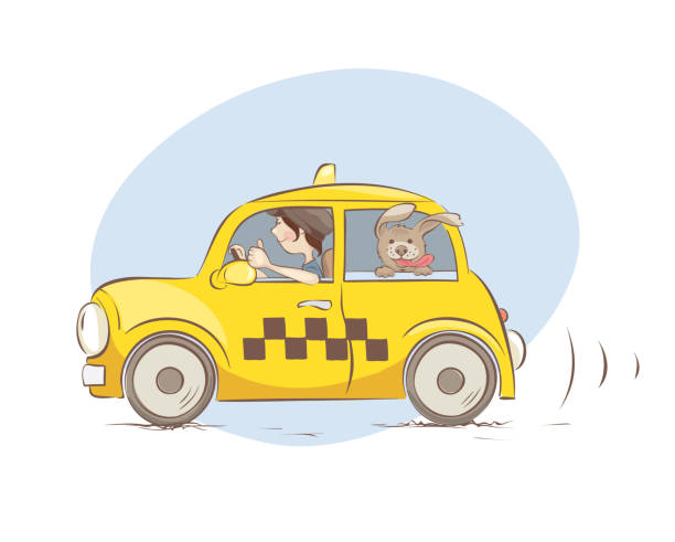 Wesoła taksówka – artystyczna grafika wektorowa