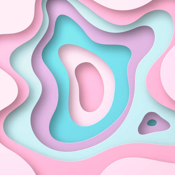 istock Paper cut background. Pastel colors abstract wave shapes - Trendy 3D design 1038665418