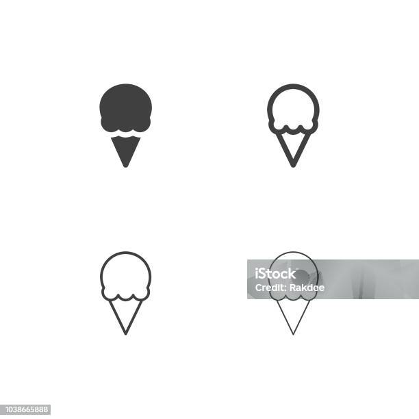 Ice Cream Cone Icons Multi Series Stock Illustration - Download Image Now - Clip Art, Cold Temperature, Cone Shape