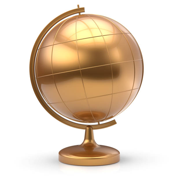 istock Globe blank golden planet Earth global geography symbol 1038667240