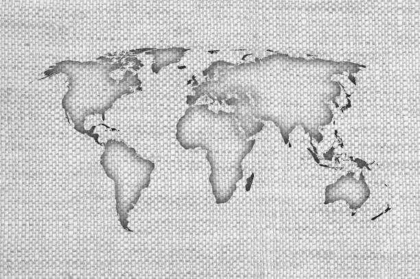 istock Map of the world on old linen 1038670996