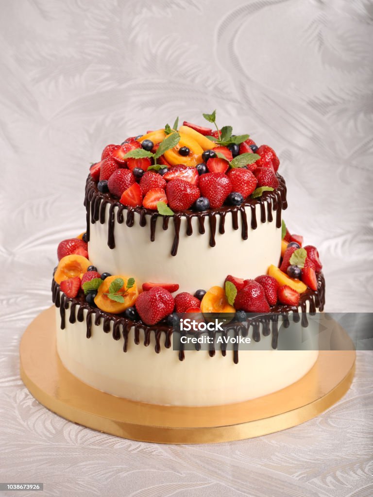 Homemade Cake With A Fruit Decoration Stock Photo - Download Image ...