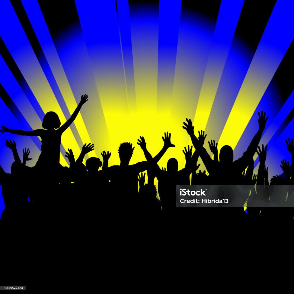 Crowd cheerful people silhouettes dancing at party Actor stock vector