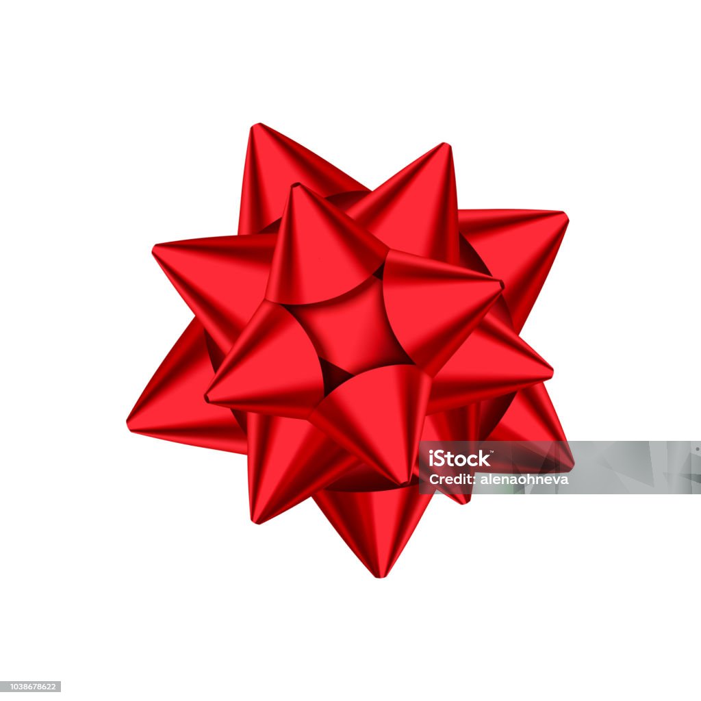 Red decorative gift bow isolated on white background. Red decorative gift bow isolated on white background. Christmas, New Year, birthday decoration. Vector holiday design element  for banner, greeting card, poster. Hair Bow stock vector