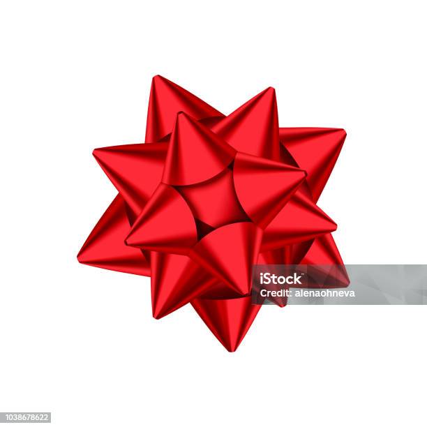 Red Decorative Gift Bow Isolated On White Background Stock Illustration - Download Image Now