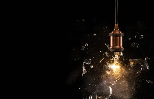 Photo of Real explosion of vintage electric bulb.