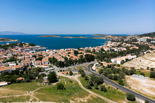 Foça is a fishing and resort town district in Turkey's İzmir Province, on the Aegean coast. The town of Foça is situated at about 69 km (43 mi) northwest of İzmir's city center