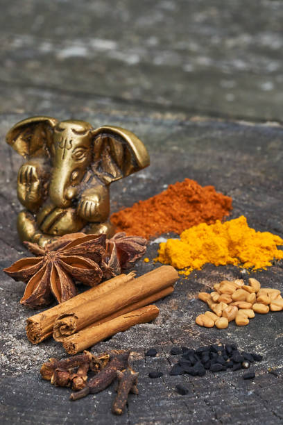 spezie - spice ayurveda herb curry powder foto e immagini stock