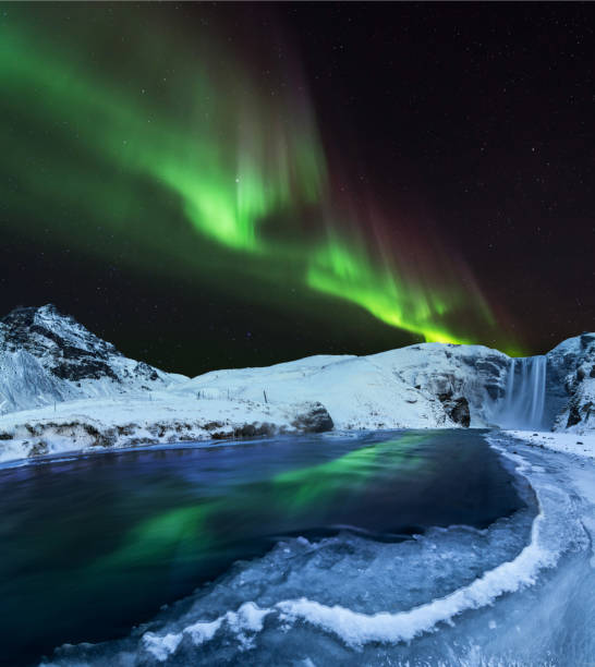 Aurora borealis, northern lights in Iceland during winter.