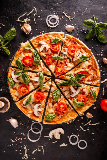 istock Flat lay with Italian pizza 1038716592