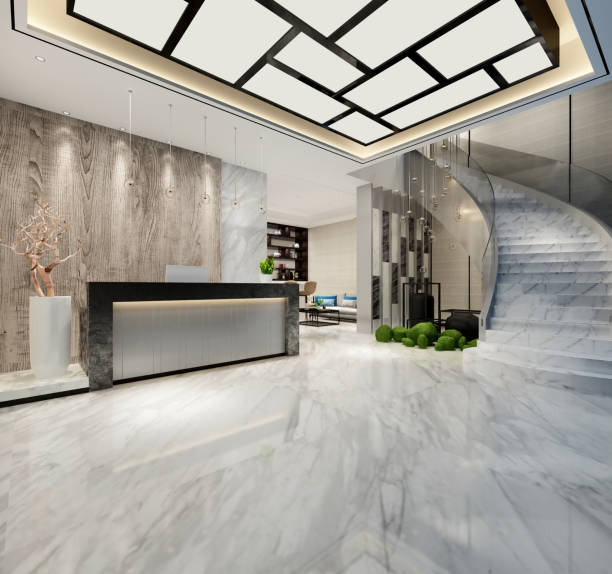 istock 3d  render of luxury hotel lobby entrance reception 1038718814