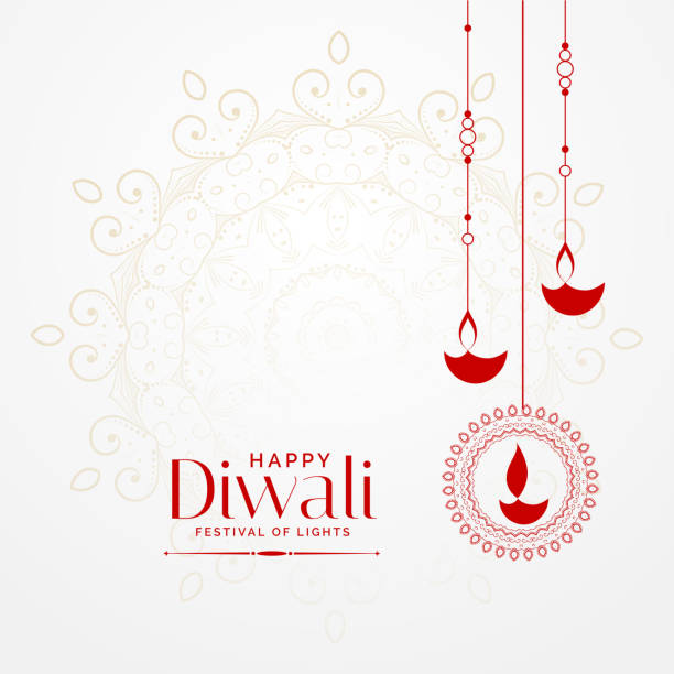 hanging diwali diya lovely festival background hanging diwali diya lovely festival background deepavali stock illustrations