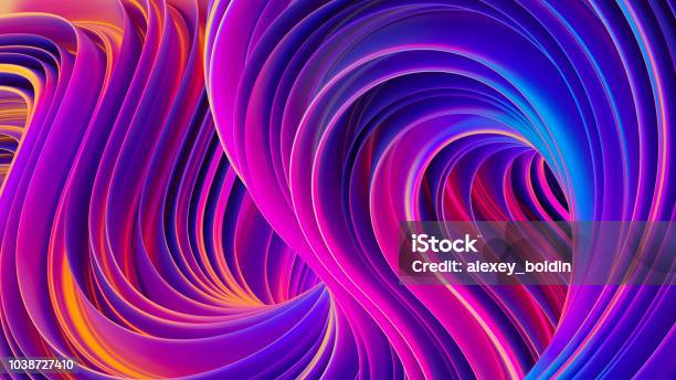 Vibrant Twisted Shapes In Motion 3d Abstract Liquid Ultra Violet Background Stock Photo - Download Image Now