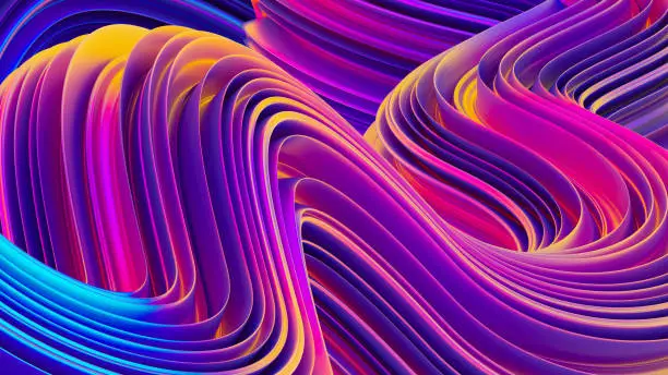 Photo of Bright holographic fluid shapes 3D abstract background