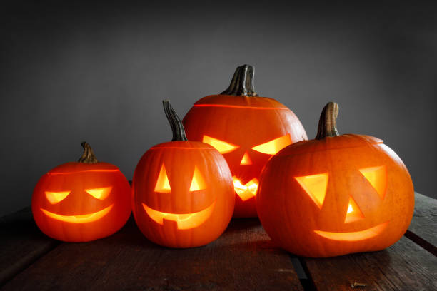 istock Group of Halloween pumpkins 1038737122